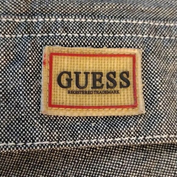Y2K GUESS Black White 4 Pocket Trucker Denim Jean Jacket Men's Size XXL - Picture 8 of 14